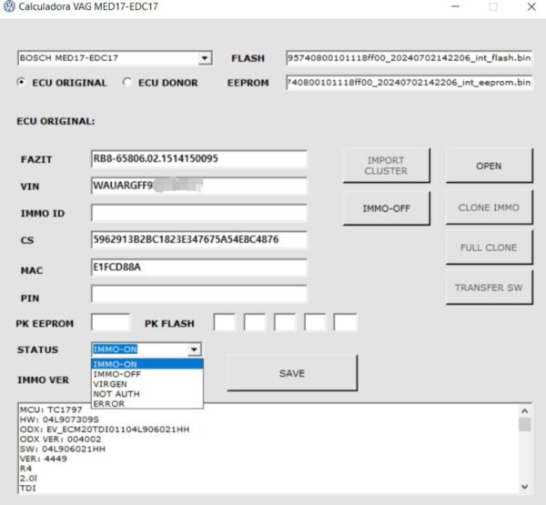 2 SOFTWARES VW MED17 & EDC17 AND SIMOS  12XX.18XX